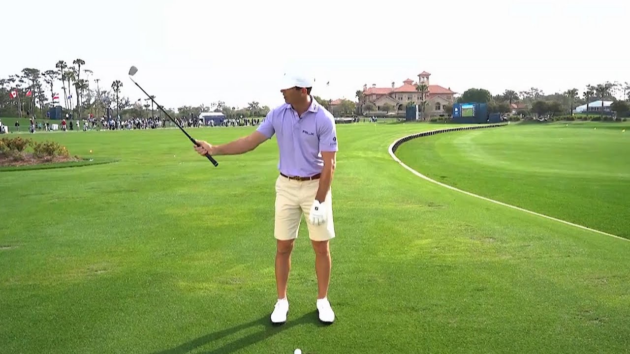 Billy Horschels lob wedge drill to warm up on the range
