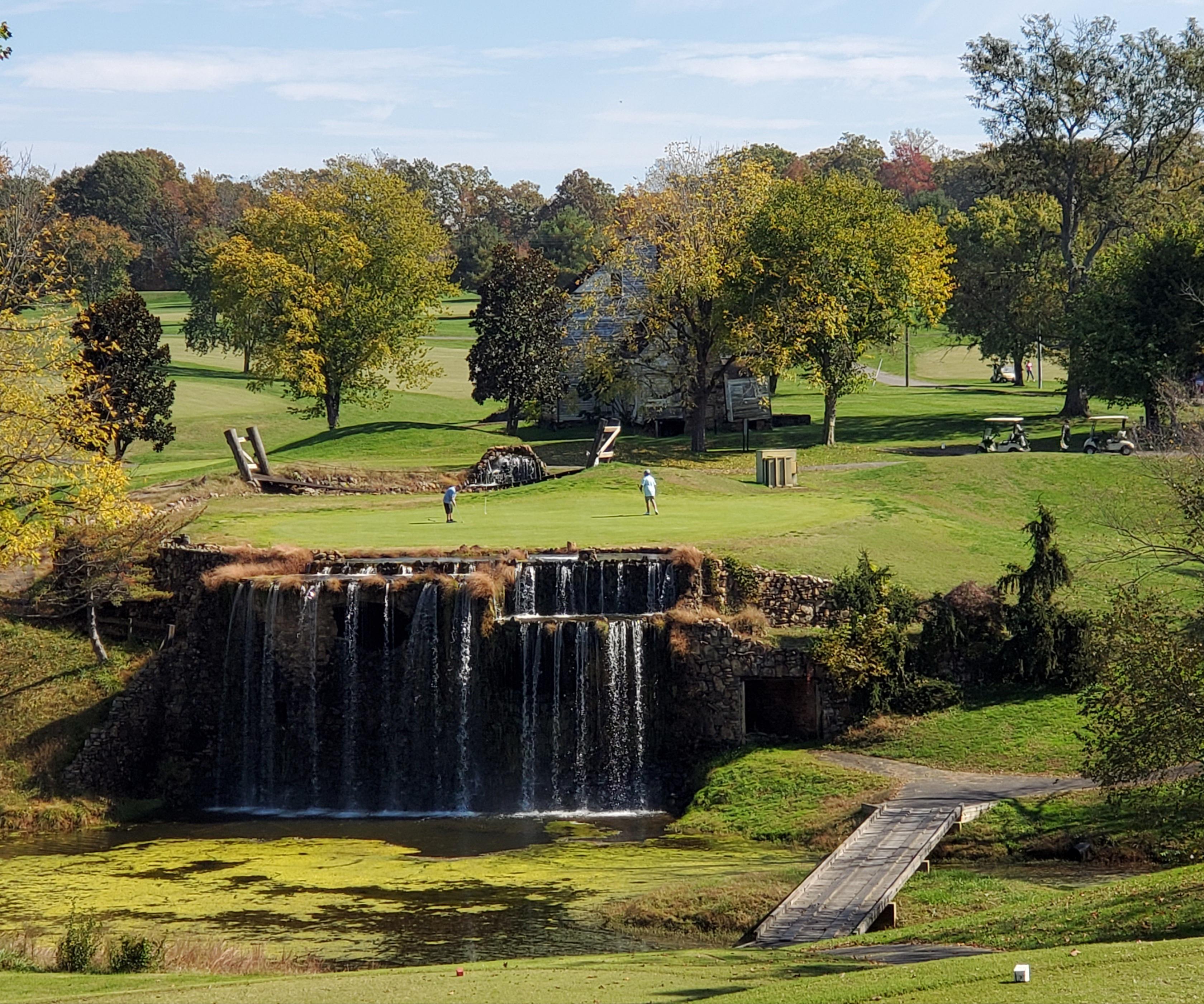 Par three over a waterfall