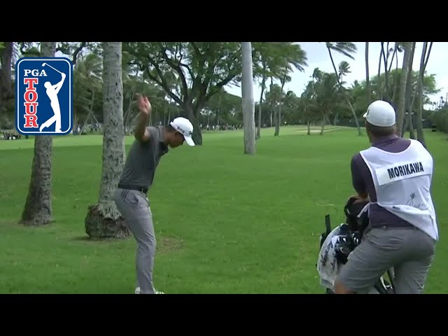 Morikawa works with caddie to save par at the Sony Open 2020
